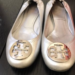 Tory Burch silver flats